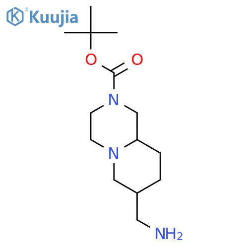 2H-Pyrido[1,2-a]pyrazine-2-carboxylicacid, 7-(aminomethyl)octahydro-, 1,1-dimethylethyl ester, (7R,9aR)-rel- structure