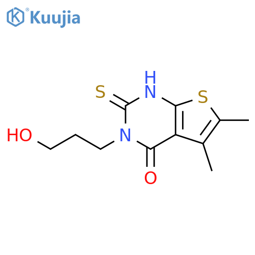 Thieno[2,3-d]pyrimidin-4(1H)-one,2,3-dihydro-3-(3-hydroxypropyl)-5,6-dimethyl-2-thioxo- structure