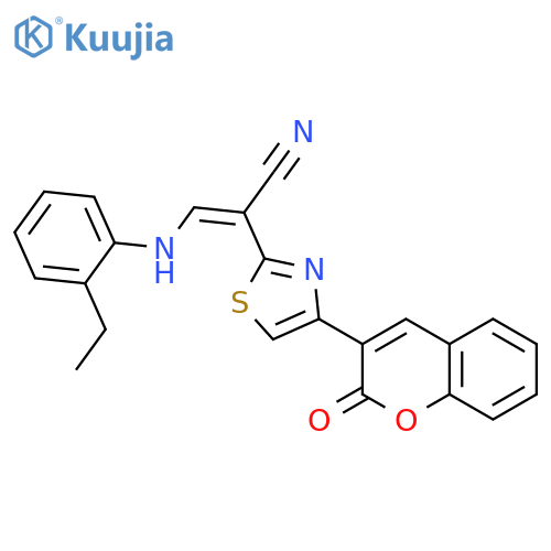 (2Z)-3-[(2-ethylphenyl)amino]-2-[4-(2-oxo-2H-chromen-3-yl)-1,3-thiazol-2-yl]prop-2-enenitrile structure