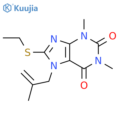 8-(ethylsulfanyl)-1,3-dimethyl-7-(2-methylprop-2-en-1-yl)-2,3,6,7-tetrahydro-1H-purine-2,6-dione structure