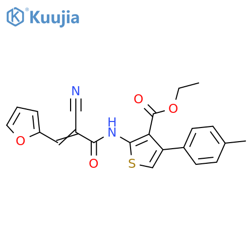 ethyl 2-(2E)-2-cyano-3-(furan-2-yl)prop-2-enamido-4-(4-methylphenyl)thiophene-3-carboxylate structure