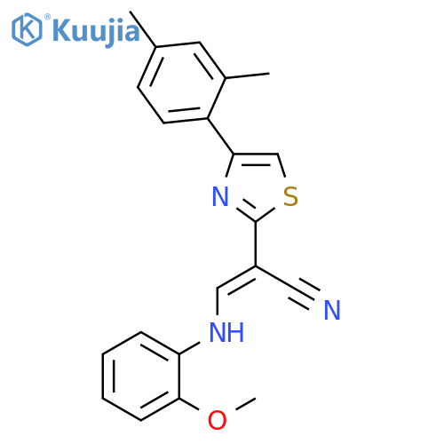 (2E)-2-4-(2,4-dimethylphenyl)-1,3-thiazol-2-yl-3-(2-methoxyphenyl)aminoprop-2-enenitrile structure