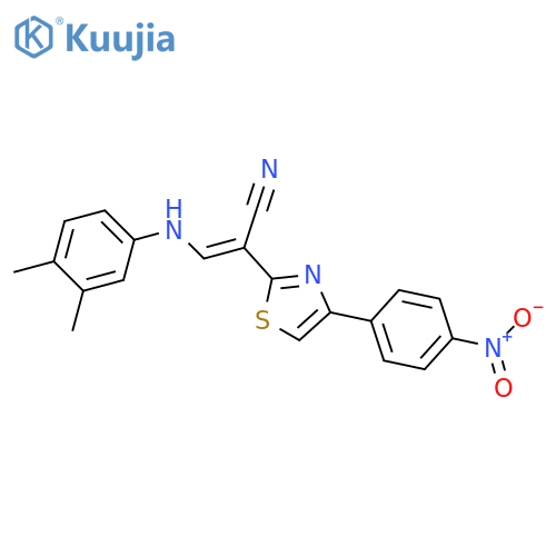 (2E)-3-(3,4-dimethylphenyl)amino-2-4-(4-nitrophenyl)-1,3-thiazol-2-ylprop-2-enenitrile structure