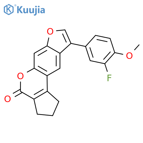 9-(3-fluoro-4-methoxyphenyl)-2,3-dihydrocyclopenta[c]furo[3,2-g]chromen-4(1H)-one structure