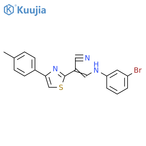 (2Z)-3-(3-bromophenyl)amino-2-4-(4-methylphenyl)-1,3-thiazol-2-ylprop-2-enenitrile structure