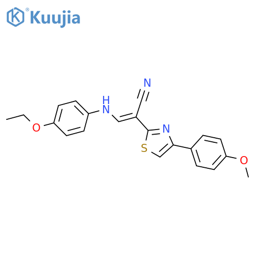 (2E)-3-(4-ethoxyphenyl)amino-2-4-(4-methoxyphenyl)-1,3-thiazol-2-ylprop-2-enenitrile structure