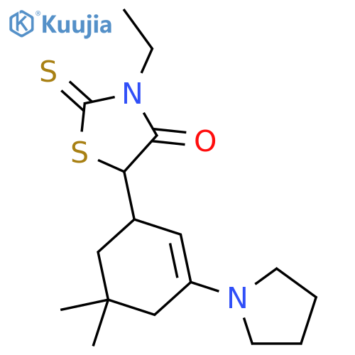 4-Thiazolidinone,5-[5,5-dimethyl-3-(1-pyrrolidinyl)-2-cyclohexen-1-yl]-3-ethyl-2-thioxo- structure