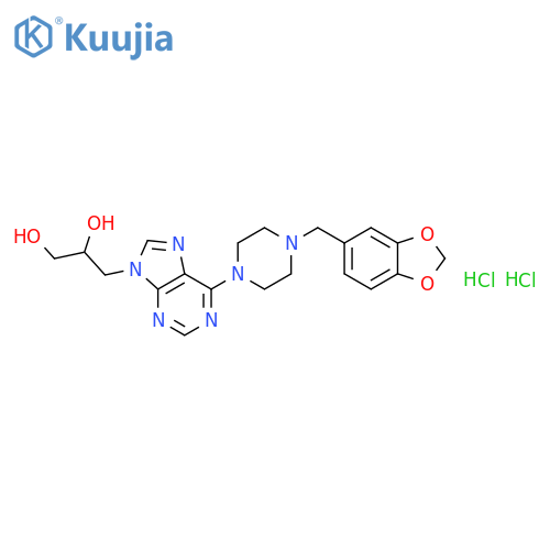 9H-Purine, 9-(2,3-dihydroxypropyl)-6-(4-piperonyl-1-piperazinyl)-, dih ydrochloride structure