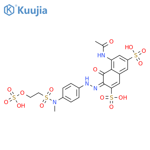 (3Z)-5-(acetylamino)-3-{2-[4-(methyl{[2-(sulfooxy)ethyl]sulfonyl}amino)phenyl]hydrazinylidene}-4-oxo-3,4-dihydronaphthalene-2,7-disulfonic acid structure