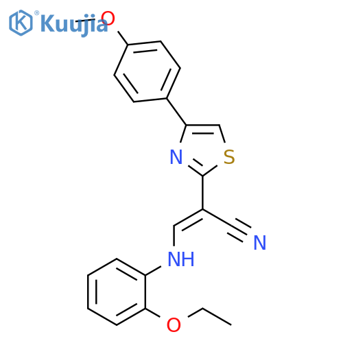 (2E)-3-(2-ethoxyphenyl)amino-2-4-(4-methoxyphenyl)-1,3-thiazol-2-ylprop-2-enenitrile structure