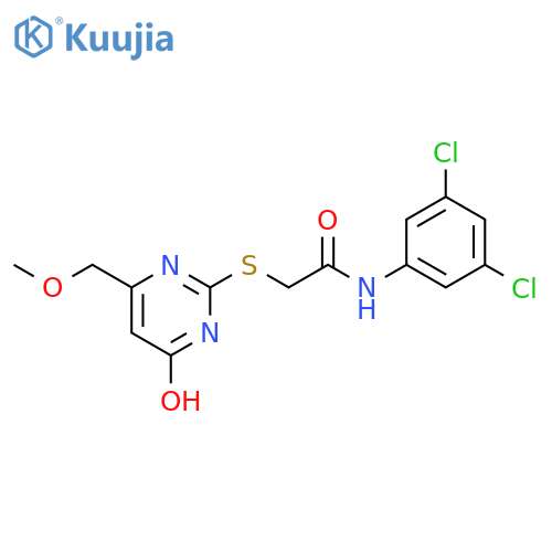 <br>N-(3,5-dichlorophenyl)-2-((4-hydroxy-6-(methoxymethyl)pyrimidin-2-yl)thio)a cetamide structure