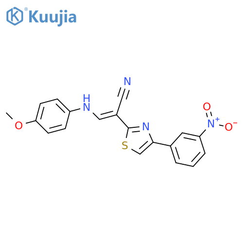 (2E)-3-(4-methoxyphenyl)amino-2-4-(3-nitrophenyl)-1,3-thiazol-2-ylprop-2-enenitrile structure