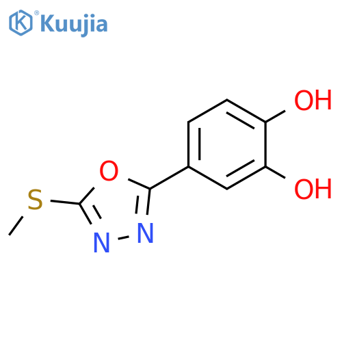 1,2-Benzenediol, 4-[5-(methylthio)-1,3,4-oxadiazol-2-yl]- structure