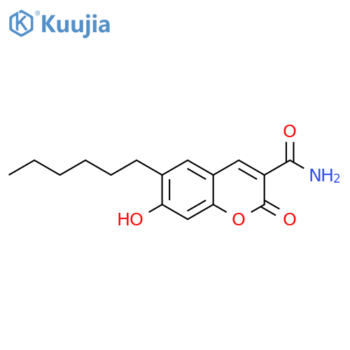 6-hexyl-7-hydroxy-2-oxo-2H-chromene-3-carboxamide structure