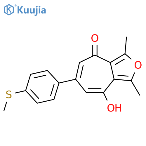 8-Hydroxy-1,3-dimethyl-6-(4-methylsulfanyl-phenyl)-cyclohepta[c]furan-4-one structure