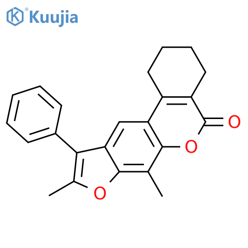 7,9-dimethyl-10-phenyl-1,2,3,4-tetrahydro-[1]benzofuro[6,5-c]isochromen-5-one structure