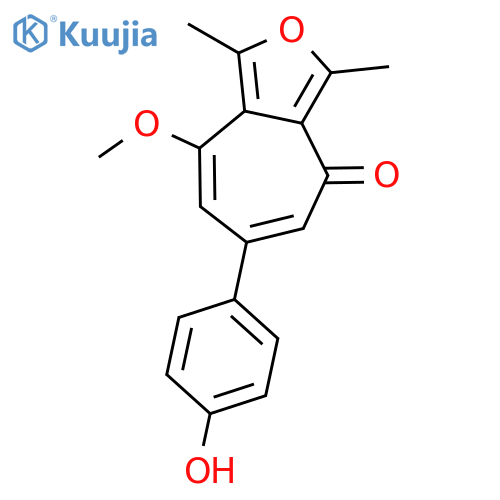 6-(4-hydroxyphenyl)-8-methoxy-1,3-dimethyl-4H-cyclohepta[c]furan-4-one structure