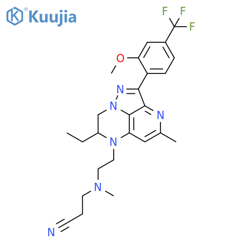 Propanenitrile,3-[[2-[7-ethyl-7,8-dihydro-2-[2-methoxy-4-(trifluoromethyl)phenyl]-4-methyl-6H-1,3,6,8a-tetraazaacenaphthylen-6-yl]ethyl]methylamino]- structure