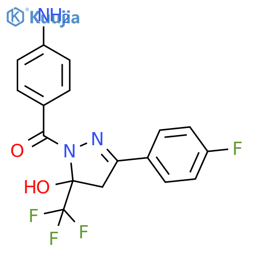 1H-Pyrazol-5-ol,1-(4-aminobenzoyl)-3-(4-fluorophenyl)-4,5-dihydro-5-(trifluoromethyl)- structure