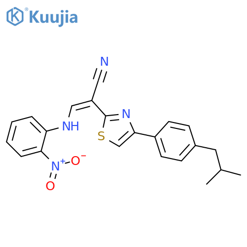 (2Z)-2-{4-4-(2-methylpropyl)phenyl-1,3-thiazol-2-yl}-3-(2-nitrophenyl)aminoprop-2-enenitrile structure