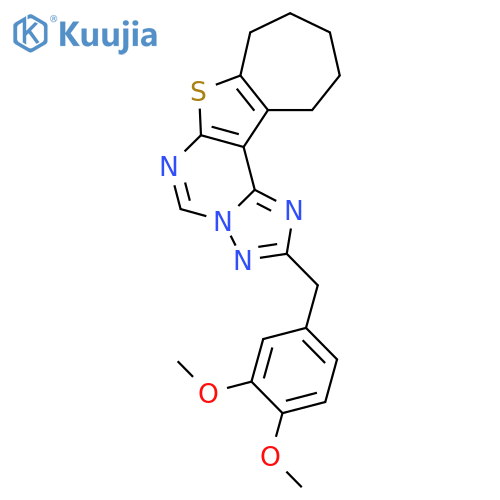 <br>2-(3,4-Dimethoxy-benzyl)-8,9,10,11-tetrahydro-7H-6-thia-1,3,3a,5-tetraaza-c yclohepta[b]-as-indacene structure