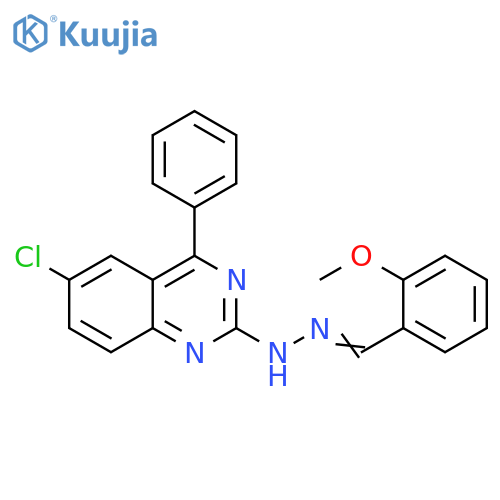 6-chloro-2-(E)-2-(2-methoxyphenyl)methylidenehydrazin-1-yl-4-phenylquinazoline structure