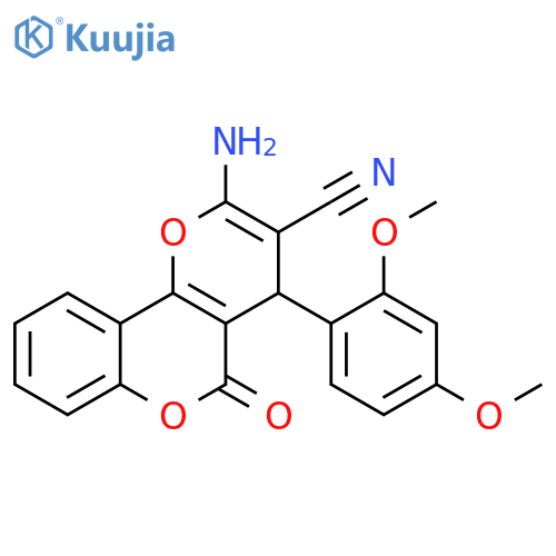 2-amino-4-(2,4-dimethoxyphenyl)-5-oxo-4H-pyrano[3,2-c]chromene-3-carbonitrile structure
