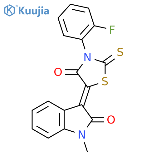 3-3-(2-fluorophenyl)-4-oxo-2-sulfanylidene-1,3-thiazolidin-5-ylidene-1-methyl-2,3-dihydro-1H-indol-2-one structure