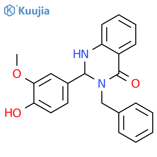 3-benzyl-2-(4-hydroxy-3-methoxyphenyl)-1,2,3,4-tetrahydroquinazolin-4-one structure