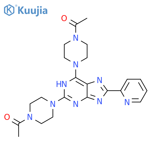 Piperazine, 1,1'-[8-(2-pyridinyl)-1H-purine-2,6-diyl]bis[4-acetyl- structure