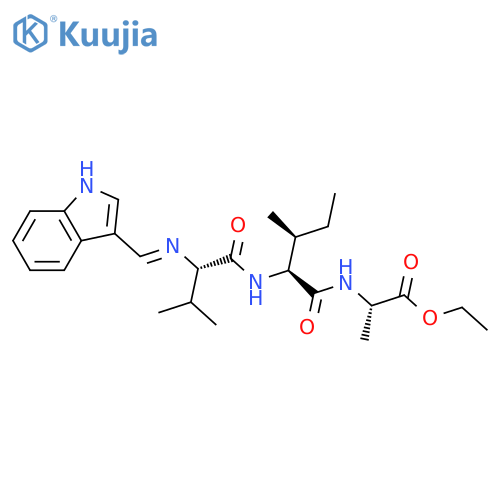 Ethyl (2S)-2-[[(2S,3S)-2-[[(2S)-2-(1H-indol-3-ylmethylideneamino)-3-methylbutanoyl]amino]-3-methylpentanoyl]amino]propanoate structure