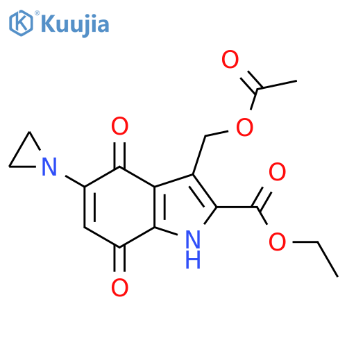 1H-Indole-2-carboxylic acid,3-[(acetyloxy)methyl]-5-(1-aziridinyl)-4,7-dihydro-4,7-dioxo-, ethyl ester structure
