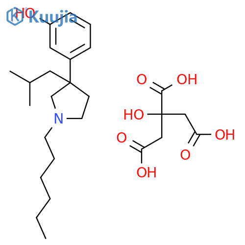 3-[1-hexyl-3-(2-methylpropyl)pyrrolidin-3-yl]phenol 2-hydroxypropane-1,2,3-tricarboxylate (1:1) structure
