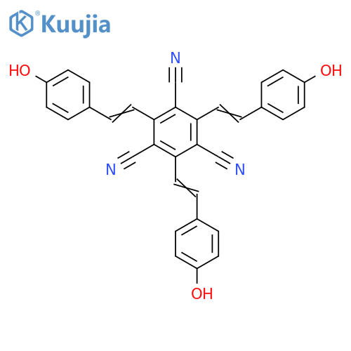 1,3,5-Benzenetricarbonitrile, 2,4,6-tris[2-(4-hydroxyphenyl)ethenyl]- structure