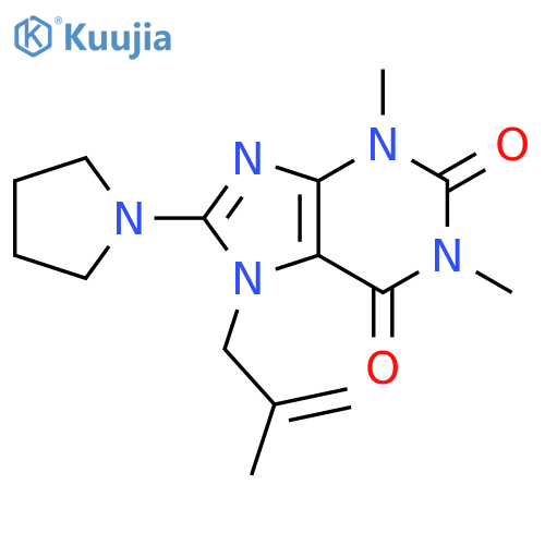 1,3-dimethyl-7-(2-methylprop-2-en-1-yl)-8-(pyrrolidin-1-yl)-2,3,6,7-tetrahydro-1H-purine-2,6-dione structure