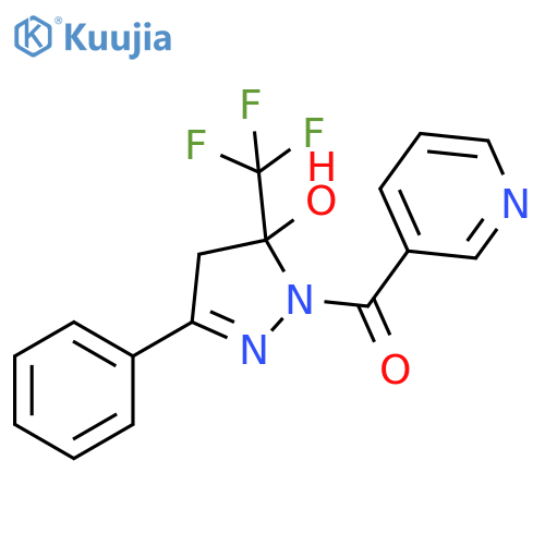 1H-Pyrazol-5-ol,4,5-dihydro-3-phenyl-1-(3-pyridinylcarbonyl)-5-(trifluoromethyl)- structure