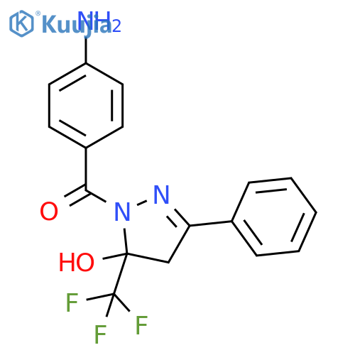 1H-Pyrazol-5-ol,1-(4-aminobenzoyl)-4,5-dihydro-3-phenyl-5-(trifluoromethyl)- structure