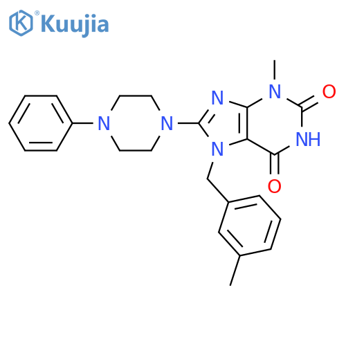 3-methyl-7-(3-methylphenyl)methyl-8-(4-phenylpiperazin-1-yl)-2,3,6,7-tetrahydro-1H-purine-2,6-dione structure