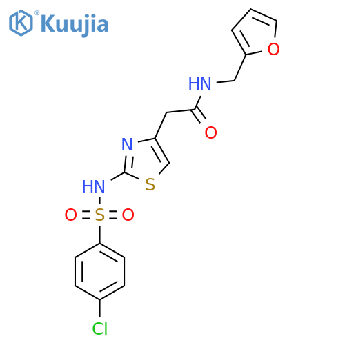 2-2-(4-chlorobenzenesulfonamido)-1,3-thiazol-4-yl-N-(furan-2-yl)methylacetamide structure