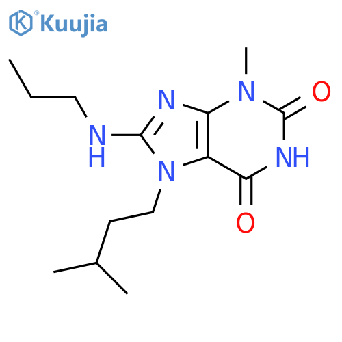 3-methyl-7-(3-methylbutyl)-8-(propylamino)-2,3,6,7-tetrahydro-1H-purine-2,6-dione structure
