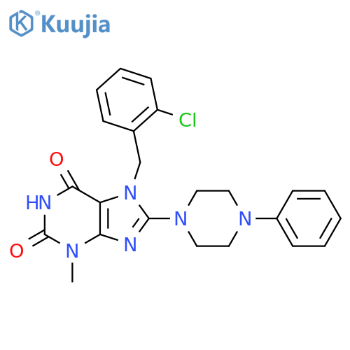 7-(2-chlorophenyl)methyl-3-methyl-8-(4-phenylpiperazin-1-yl)-2,3,6,7-tetrahydro-1H-purine-2,6-dione structure