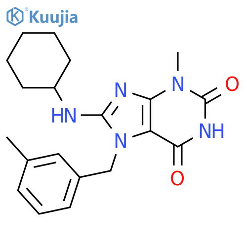 8-(cyclohexylamino)-3-methyl-7-(3-methylphenyl)methyl-2,3,6,7-tetrahydro-1H-purine-2,6-dione structure