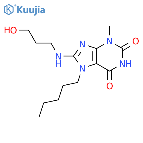 8-(3-hydroxypropyl)amino-3-methyl-7-pentyl-2,3,6,7-tetrahydro-1H-purine-2,6-dione structure