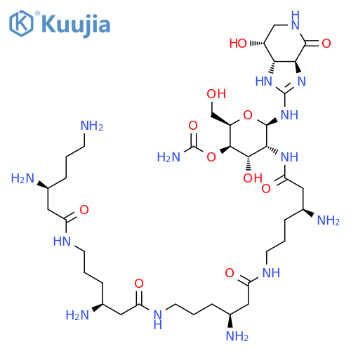 4H-Imidazo[4,5-c]pyridin-4-one, 2-[[2-[[(3S)-3-amino-6-[[(3S)-3-amino-6-[[(3S)-3-amino-6-[[(3S)-3,6-diamino-1-oxohexyl]amino]-1-oxohexyl]amino]-1-oxohexyl]amino]-1-oxohexyl]amino]-4-O-(aminocarbonyl)-2-deoxy-β-D-gulopyranosyl]amino]-1,3a,5,6,7,7a-hexahydro-7-hydroxy-, (3aS,7R,7aS)- structure