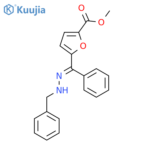 2-Furancarboxylic acid, 5-[(E)-phenyl[(phenylmethyl)hydrazono]methyl]-,methyl ester structure