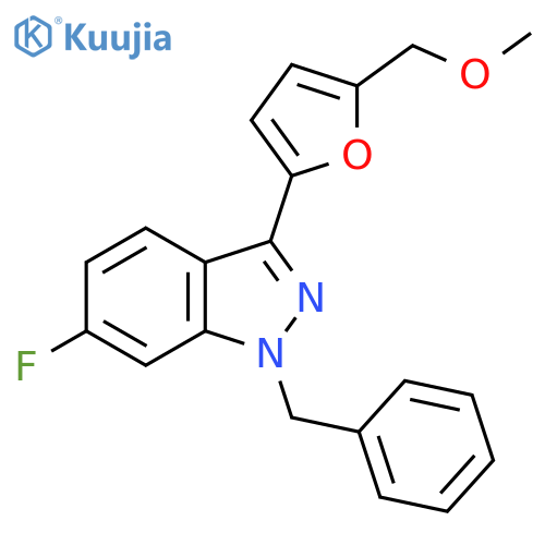 1H-Indazole, 6-fluoro-3-[5-(methoxymethyl)-2-furanyl]-1-(phenylmethyl)- structure
