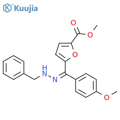 2-Furancarboxylic acid,5-[(Z)-(4-methoxyphenyl)[(phenylmethyl)hydrazono]methyl]-, methyl ester structure