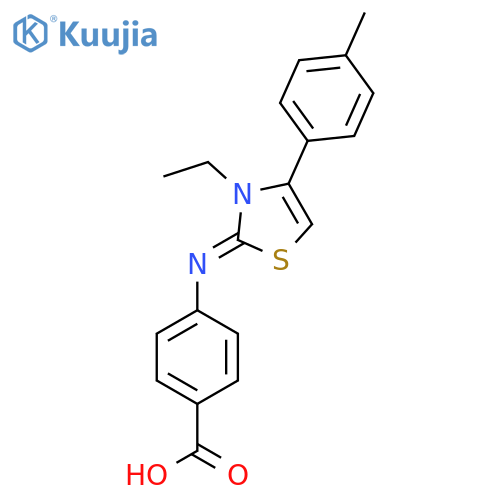 4-{(2Z)-3-ethyl-4-(4-methylphenyl)-2,3-dihydro-1,3-thiazol-2-ylideneamino}benzoic acid structure