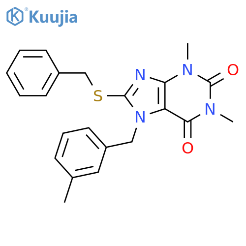 8-(benzylsulfanyl)-1,3-dimethyl-7-(3-methylphenyl)methyl-2,3,6,7-tetrahydro-1H-purine-2,6-dione structure