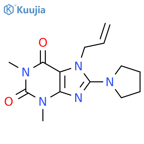 1,3-dimethyl-7-(prop-2-en-1-yl)-8-(pyrrolidin-1-yl)-2,3,6,7-tetrahydro-1H-purine-2,6-dione structure